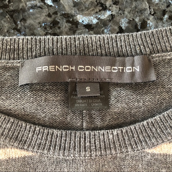 Hp🎉 French Connection Striped Gray & Pale Pink Sweater - Picture 4 of 7